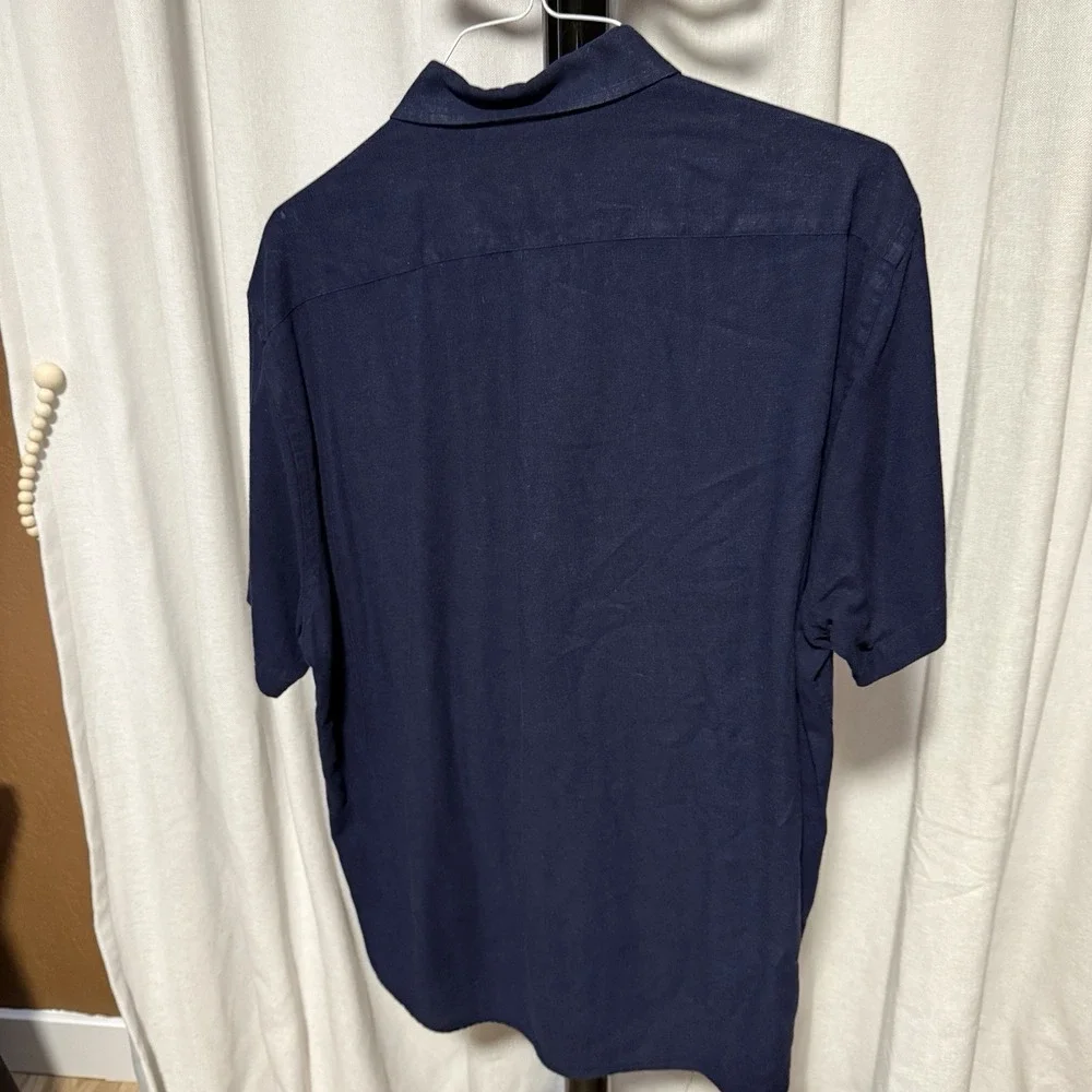 Tailorbyrd Men's Blue Button Up Short Sleeve XL - Picture 2 of 7